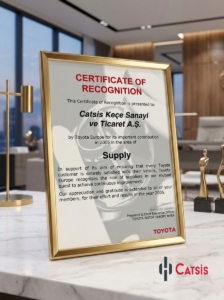 CATSİS'in 2005 yılında Toyota Europe tarafından tedarik alanındaki katkısı için aldığı Certificate of Recognition